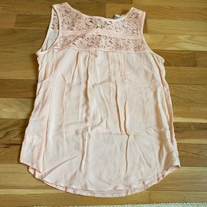 LOFT light pink lace tank xxs petite